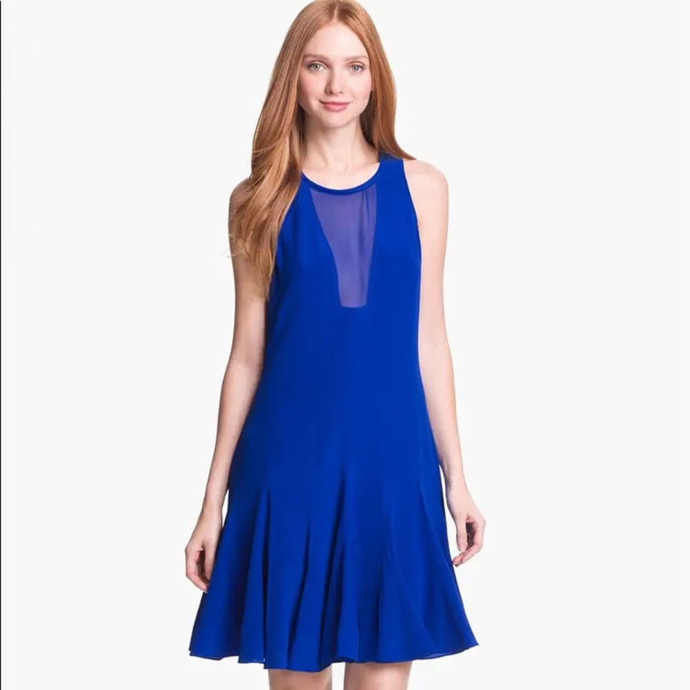 REBECCA TAYLOR Blue Flare Silk mini Dress